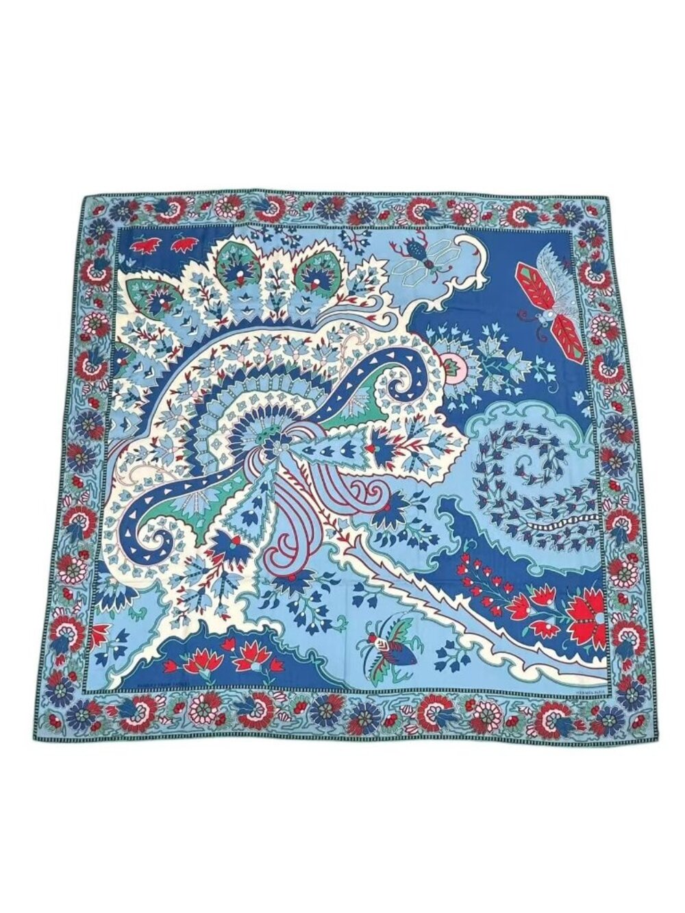 Hermes Scarf Cashmere Carre 140 Paisley From Blue